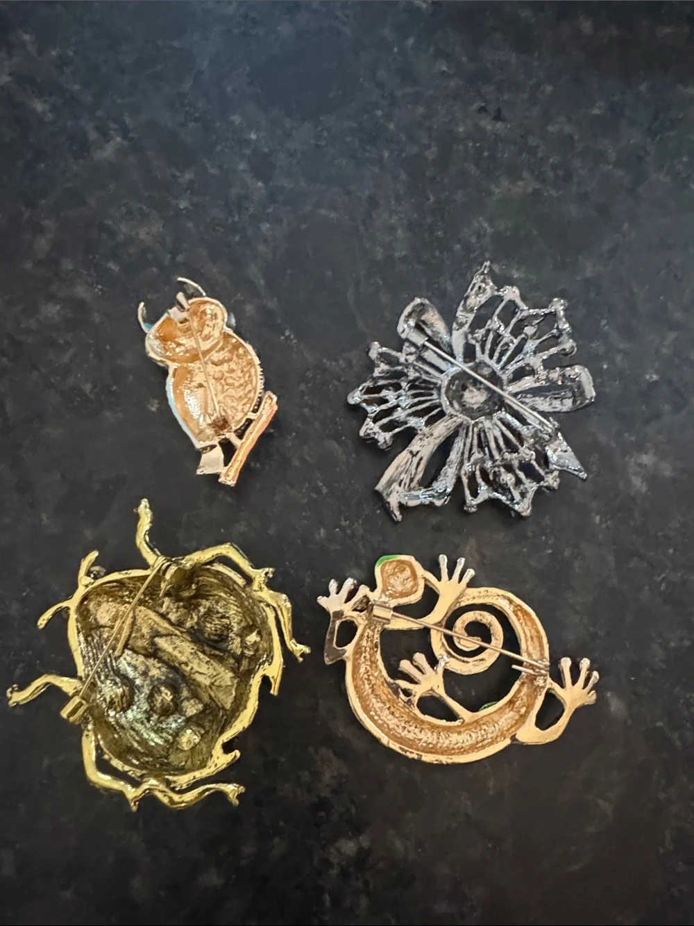 Source Unknown Multicolor Enamel and Crystal Animal Brooch Set - Picture 2 of 2